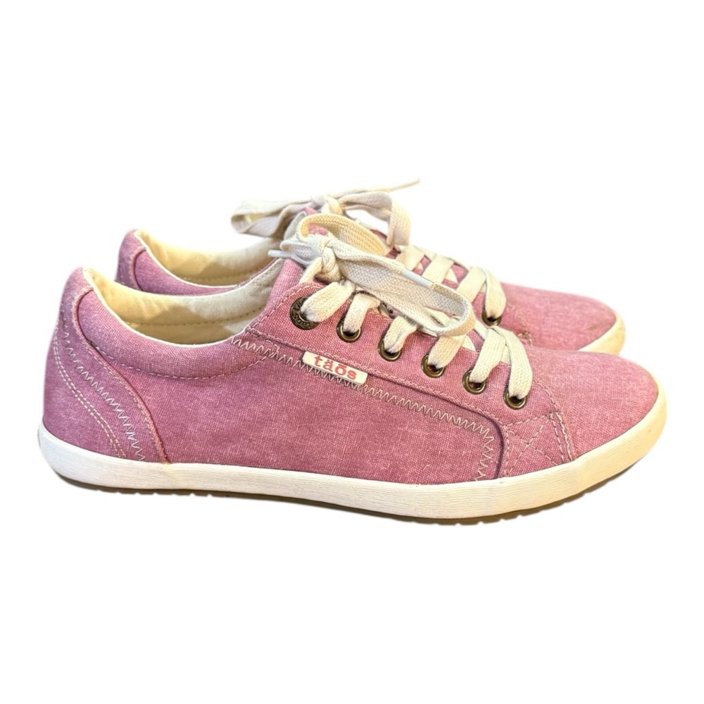 Taos Footwear Pink Canvas Lace-Up Sneakers
